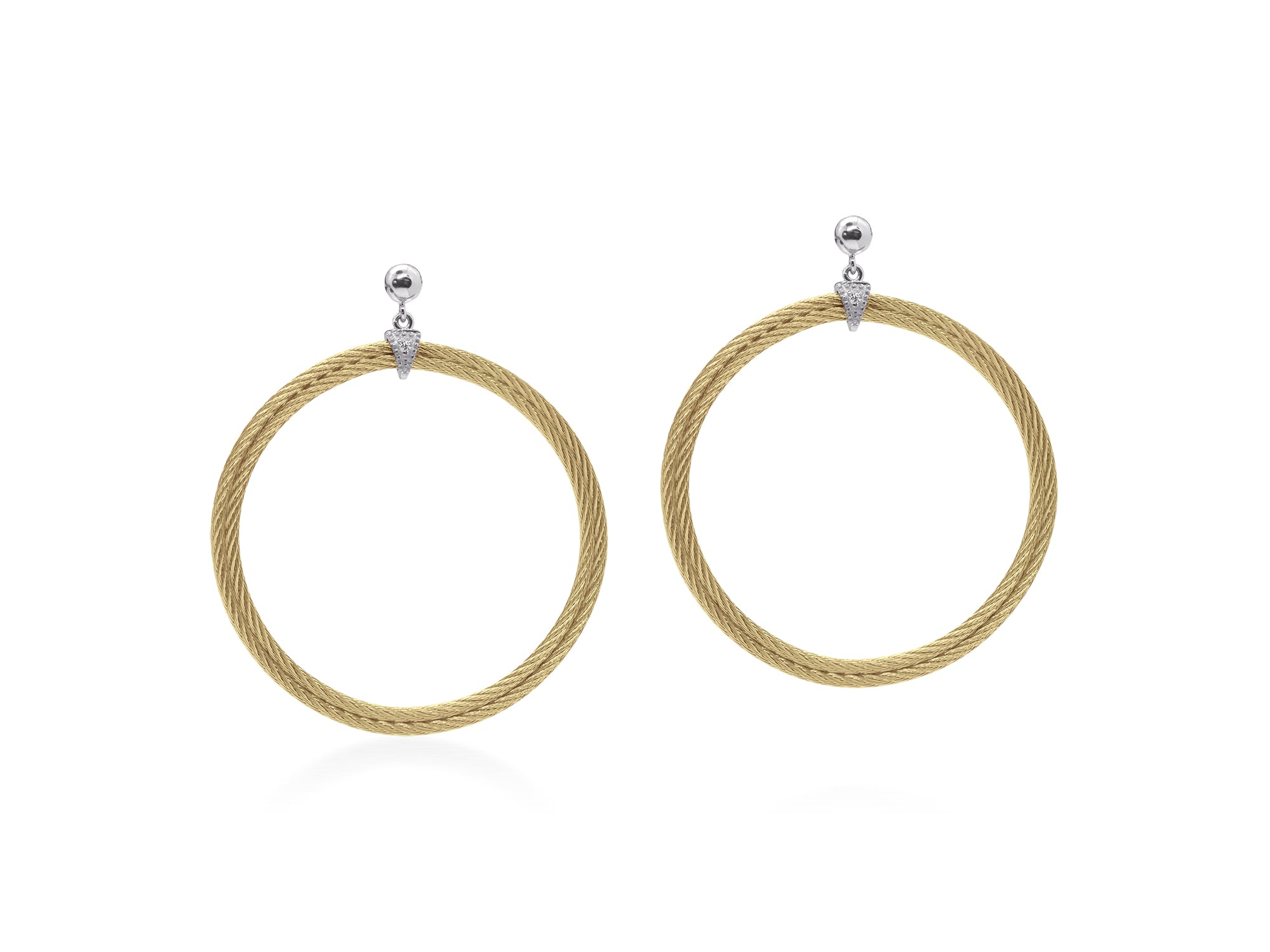 Yellow Stainless Steel Cable Circle Drop earrings with