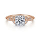 Celia Round Rose Gold Floral Motif Diamond Engagement Ring Setting