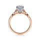 Celia Round Rose Gold Floral Motif Diamond Engagement Ring Setting