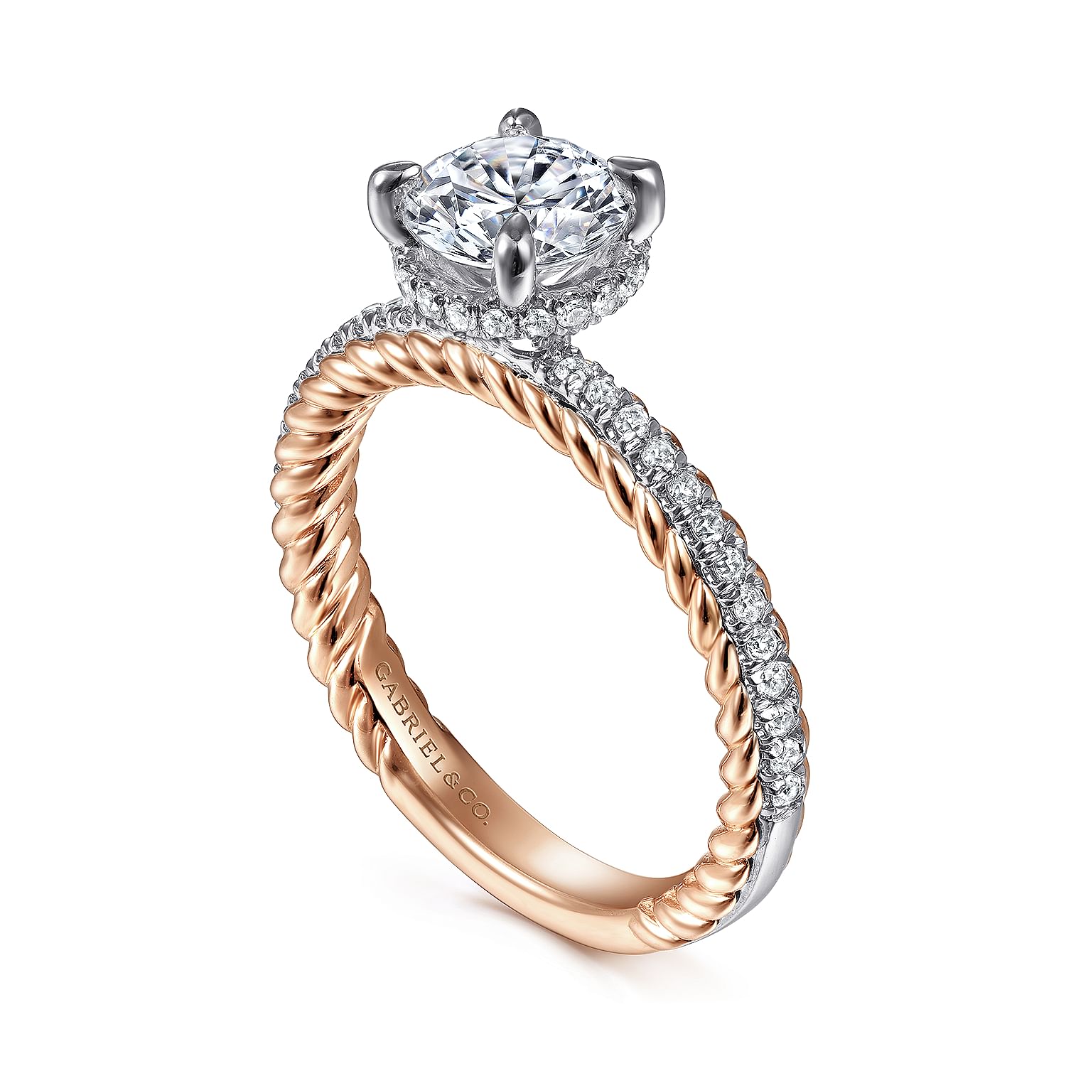 Vetta White and Rose Gold Round Diamond Engagement Ring Setting