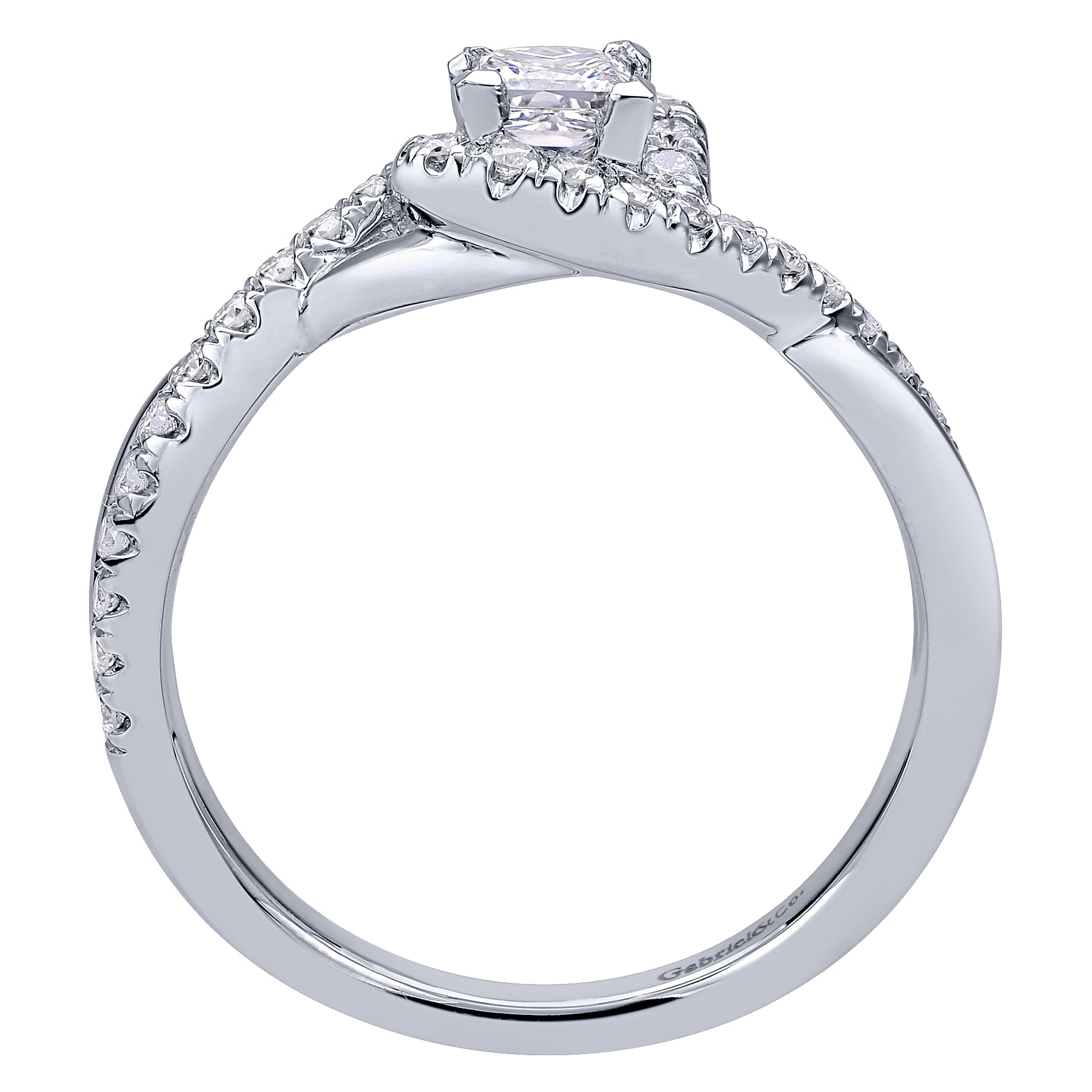White Gold Princess Halo Twisted Diamond Complete Engagement Ring
