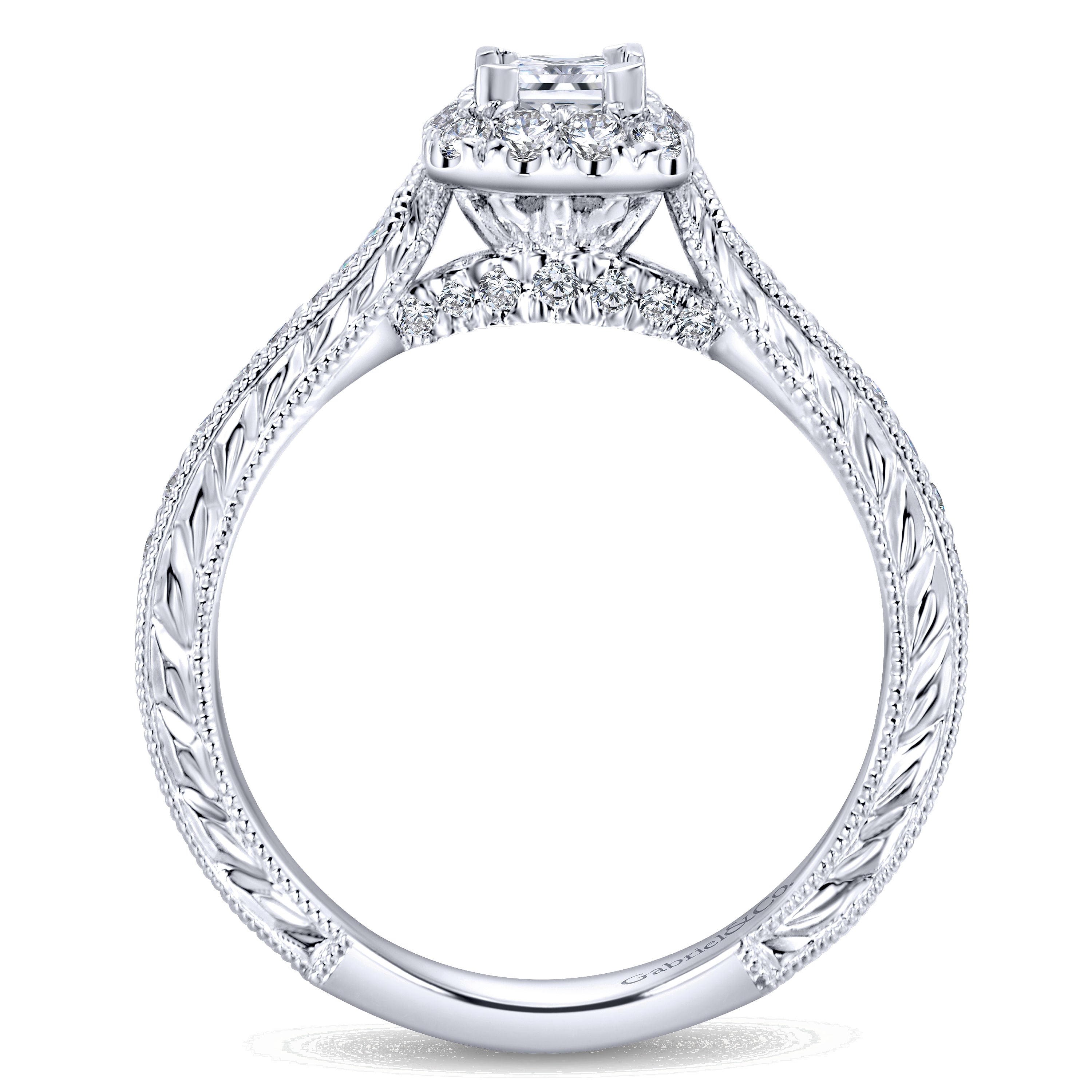 White Gold Princess Cut Diamond Complete Engagement Ring