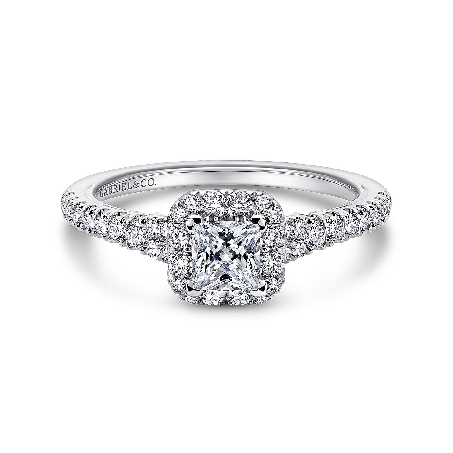 White Gold Princess Cut Complete Diamond Engagement Ring
