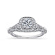 White Gold Vintage Inspired Cushion Halo Round Complete Diamond Engagement Ring