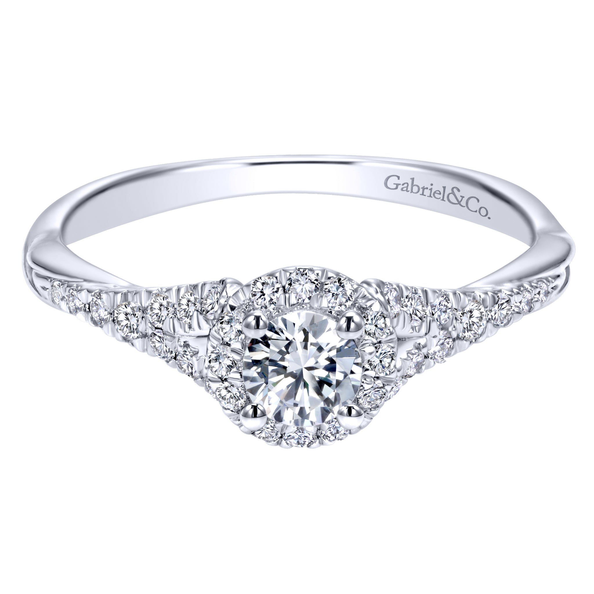 White Gold Reverse Taper Round Complete Diamond Engagement Ring