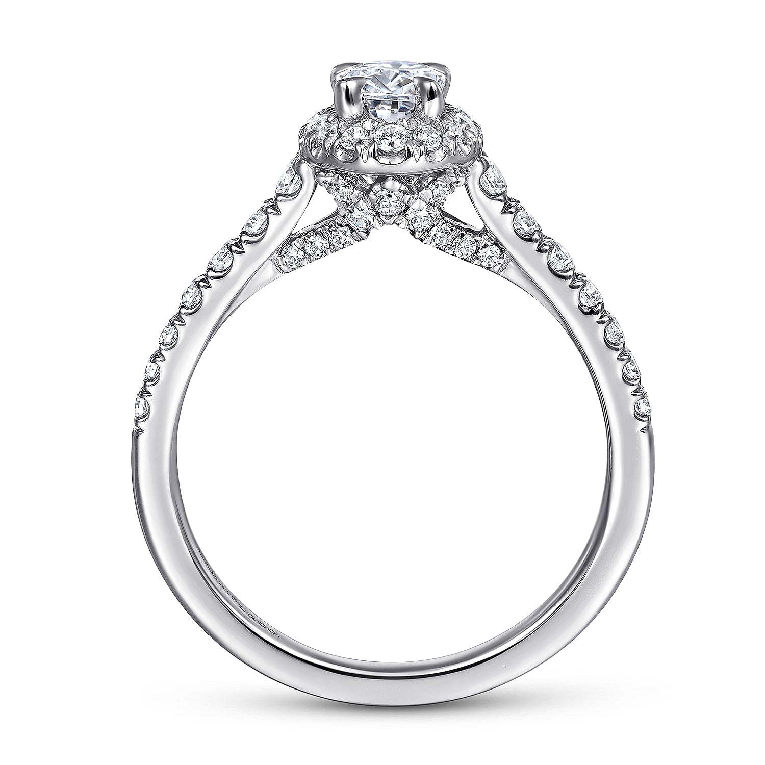 White Gold Oval Diamond Halo Complete Engagement Ring