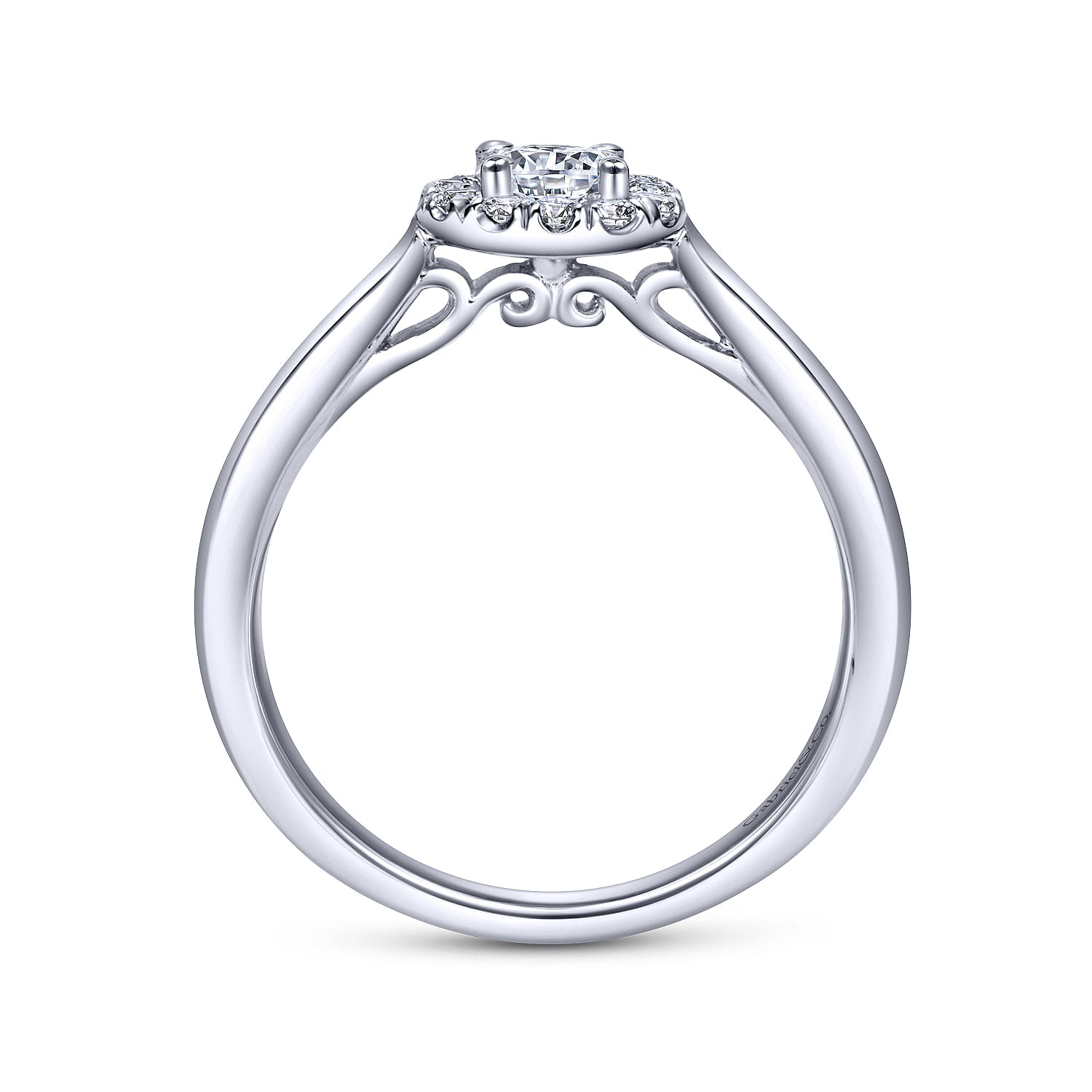 White Gold Round Diamond Halo Complete Engagement Ring