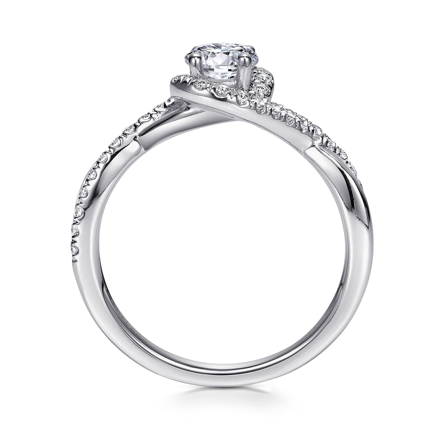 White Gold Bypass Round Complete Diamond Engagement Ring