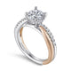 Kendall White & Rose Gold Round Diamond Criss Cross Engagement Ring Setting